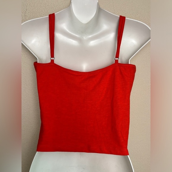 NWT Roxy Flirty Feels Coral Orange Ruched Adjustable Strap Cropped Tank Top M - Picture 9 of 10